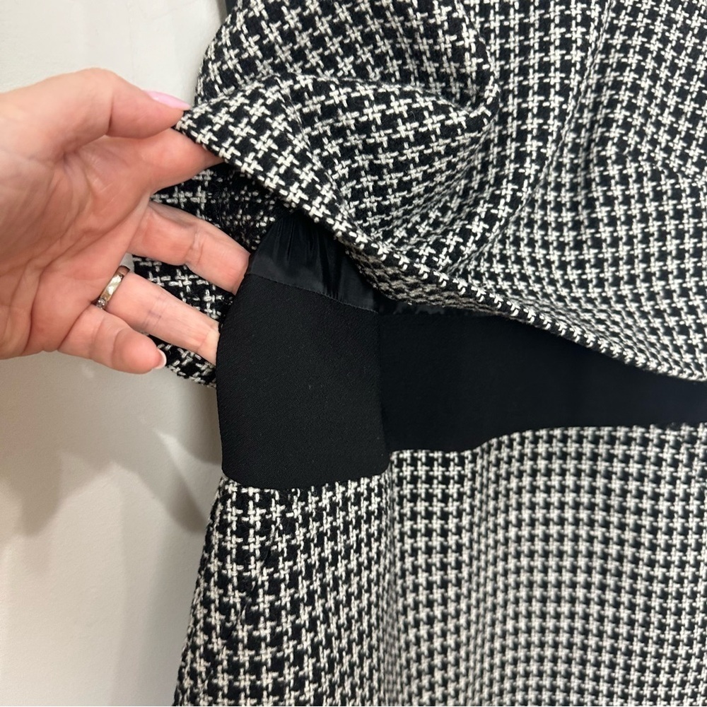 Jcrew Wool Shift Dress Black White Career Office Workwear Career Sleeveless - Picture 5 of 10